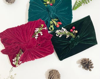 Envoltorio Furoshiki de terciopelo de lujo, embalaje de regalo de tela reutilizable, tela ecológica