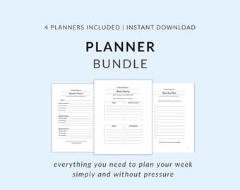 ADHD Planner Bundle | Weekly Reset, Brain Dump & Habit Tracker | Minimal Printable Planner for Overwhelm | Instant Download