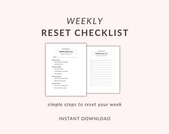 Weekly Reset Checklist | Printable Routine | Simple Self Care Checklist | PDF | A4 & US Letter