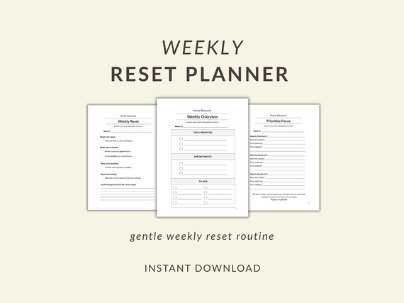 Gentle Weekly Reset Planner | Minimal ADHD Printable Planner