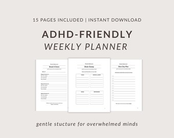 ADHD Weekly Planner | Printable for Overwhelmed Minds | Digital PDF | A4 & US Letter | iPad Friendly