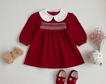 Girl Princess Dress – Long Sleeve Sweet Solid Color Outfit