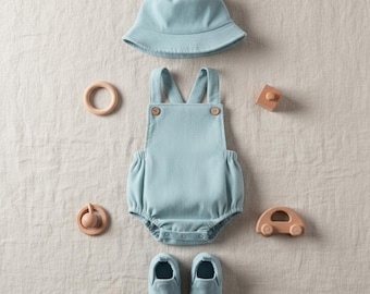 Baby Corduroy Romper: Sleeveless Square Neck Summer Outfit – Unisex Infant Overalls