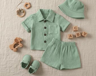 Baby Toddler Summer Outfit: Short Sleeve T-Shirt & Shorts Set (0-3 Years)