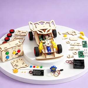 DIY Wooden Remote Control Car Kit – STEM Educational Robot Racing Toy
