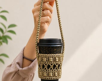 PDF Crochet pattern | Bottle | Cup Holder Cozy | Reusable Coffee Sleeve | Easy Step-by-Step Tutorial + Chart