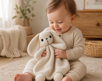 Schema per coniglietto all'uncinetto, coniglietto amigurumi, peluche per neonati, regalo fai da te per baby shower, regalo carino fai da te, download digitale