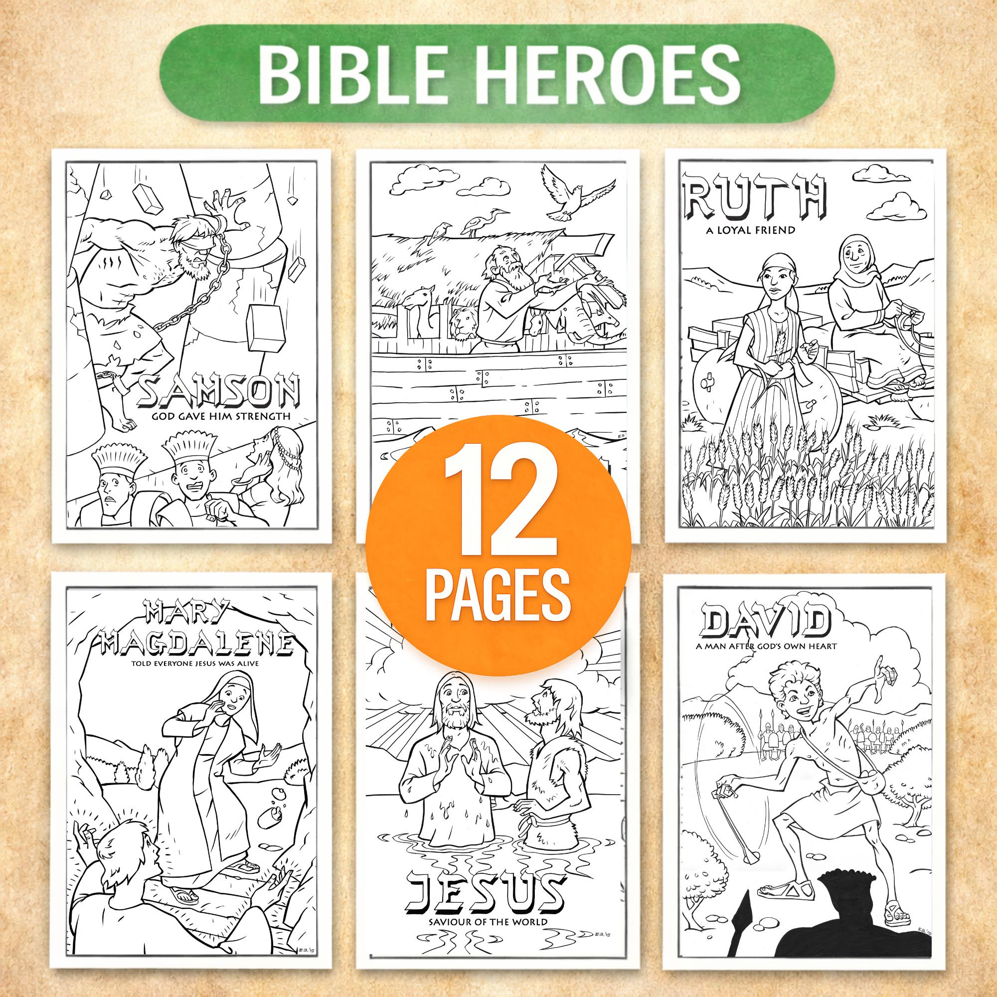 Bible Heroes Colouring Pages Printable | Christian Kids Activity ...