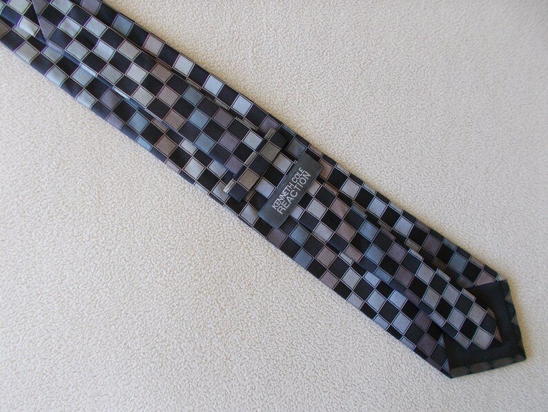 Copper Necktie Vintage Kenneth Cole Reaction Necktie Menswear Necktie 100/% Silk Checkered Blue Vintage Gift Item Black Silver