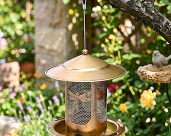 Comedero metálico colgante para pájaros, de gran capacidad para exteriores y jardín.
