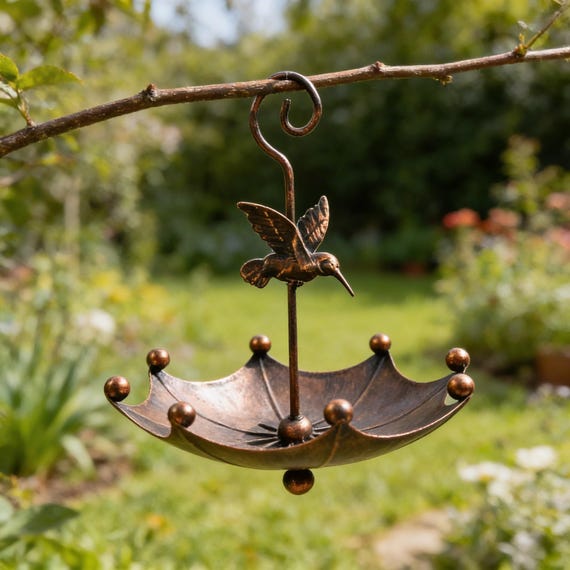 Hanging Bird Bath Feeder, Hummingbird Water Bowl Garden Decor