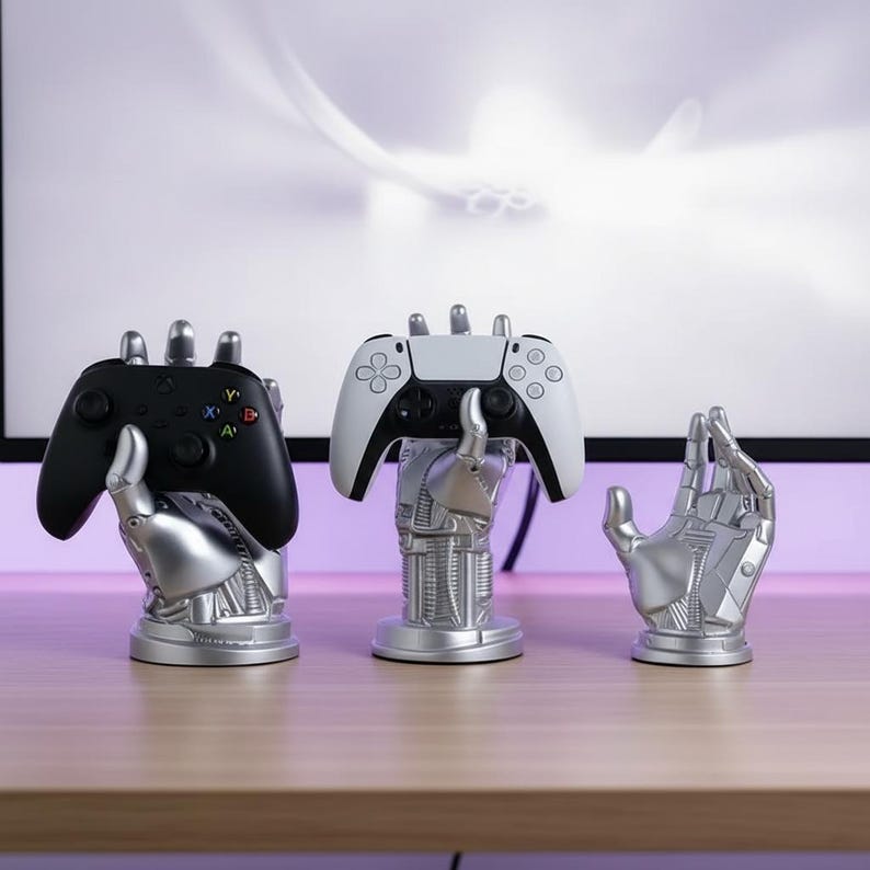 Vector Controller Stand Silver Robotic Arm Controller Stand Set (3 PCS) – Futuristic Gaming ...