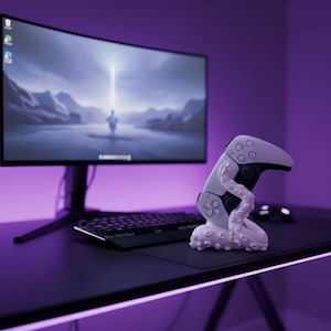 Soporte para mando con forma de pulpo impreso en 3D: soporte para escritorio de videojuegos, decoración de habitación, expositor de consola.
