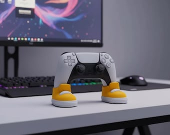 Yellow Sneaker Controller Holder – Creative Gaming Stand, Desk Organizer, Gamer Gift