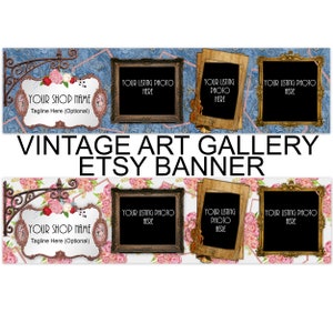 VINTAGE ART GALLERY Etsy Banner,Vintage Tapete,Retro Etsy,Art Gallery Etsy Banner,Elegant Etsy,Blue Etsy,Floral Banner,Foto Etsy,Ebay