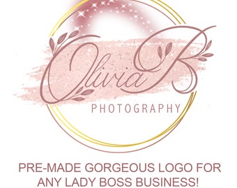 OLIVIA B STYLE PREMADE Rose Gold Logo,Premade Foil Logo Design,Brush Stroke Logo,Gold Circle Logo,Photography Logo,Lady Boss,Metallic Logo