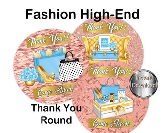 FASHION THANK YOU Round Sticker Print,Thank You Label,Diy Thank You,Print your Own Thank You,Instant download,Womens Accessories