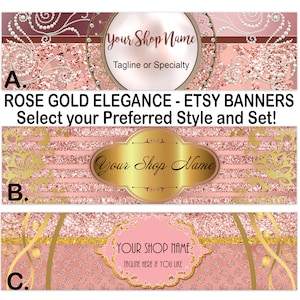 ROSE GOLD ELEGANT Premade Etsy Banner-Etsy Shop Cover-Jewelry Banners-Fashion Etsy-Glitter Etsy-Shiny Gold Etsy,Ebay Store,Gold Foil