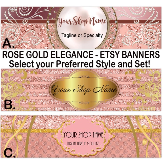 ROSE GOLD ELEGANT Premade Banner-etsy Shop Cover-jewelry