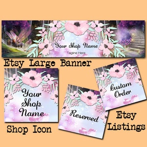 ETSY grote COVER complete set-mystieke Fantasy cover foto-premade Fantasy Etsy set-nieuwe leeftijd Etsy-aquarel Etsy banner-Fairy Etsy,, #122