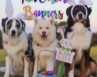 FUN EASTER BANNERS,Colorful Easter Premade Etsy,Easter Egg Shop Banner,Easter Dog Banner,Easter Tulip Banners,Easter Bunny Banners,Floral