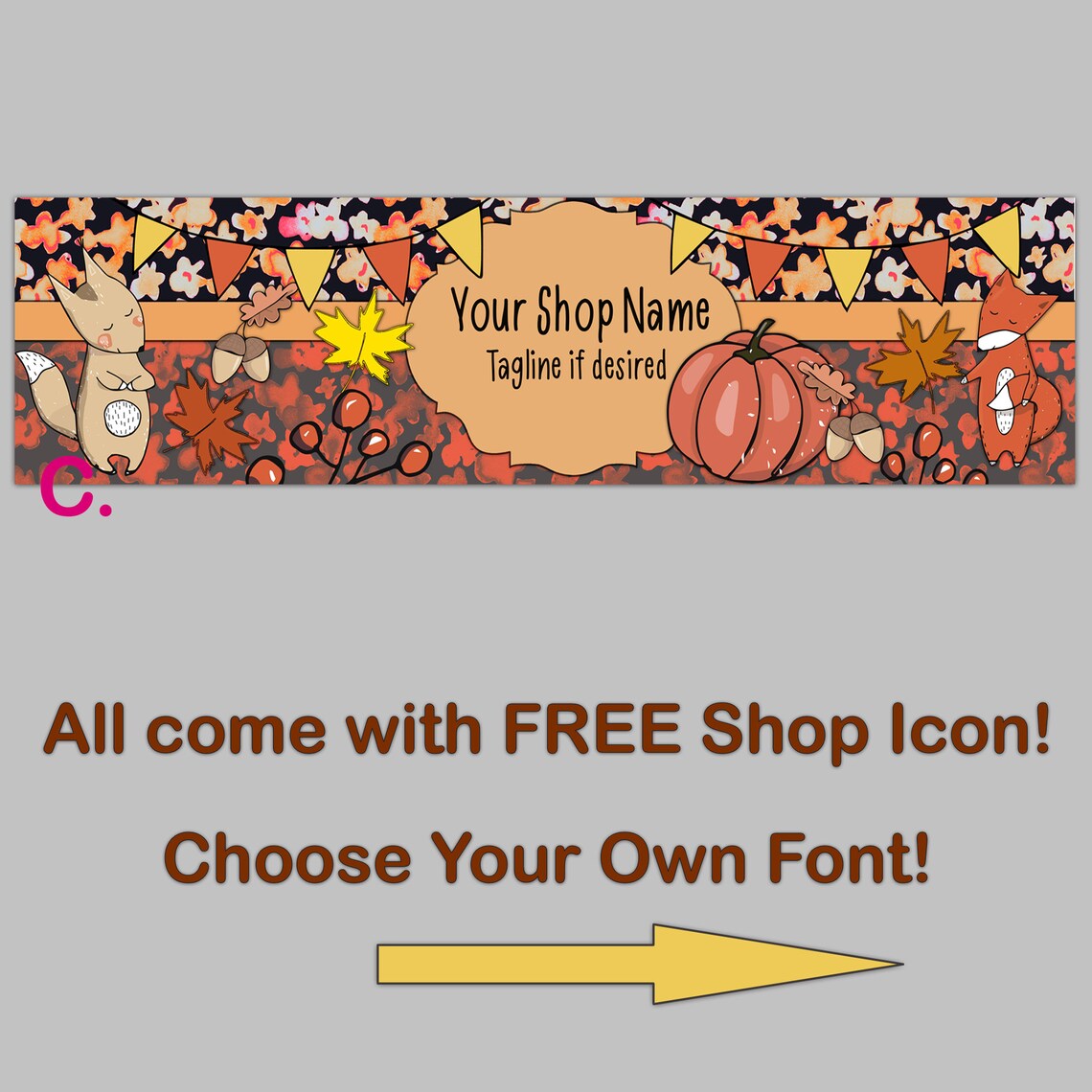AUTUMN FALL COLOR Patterned Banners,large Etsy Covers,premade Etsy ...