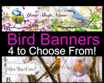 MOOIE VOGEL ETSY Banners, Spring Etsy Banners, Birdlovers Etsy Banner, Premade Bird Banners, Etsy Shop Set, Nature Banner, Ebay Store Header