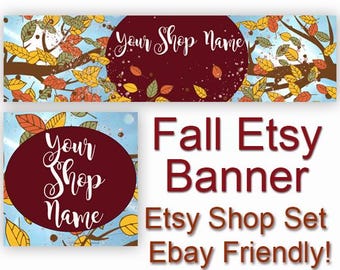 COLORFUL AUTUMN/Fall Etsy Banner Set,Premade Elegant Fall Etsy Banner,Etsy Leaves Banner,Autumn Etsy Banner,Elegant Etsy,Ebay,Fall Art