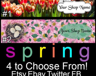 SPRING COVER Banners, Large Etsy Spring Banners, Nature Banners, Premade Etsy Banners, Floral,Ebay,,Facebook, Floral Etsy, Lilac, Birds Etsy