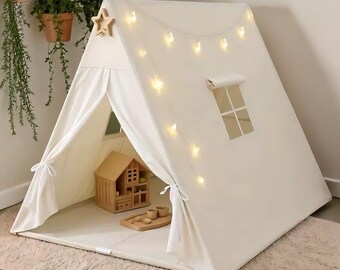 Cotton Canvas Playhouse Tent – Indoor Castle Hideaway for Kids