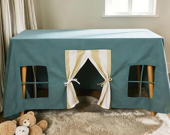 Kids Table Tent Playhouse Cover, Indoor Fort Hideaway, Imaginative Play Home