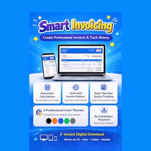 Invoice Template Software – Auto Calculations, PDF (30+ Currencies, 5 Themes)