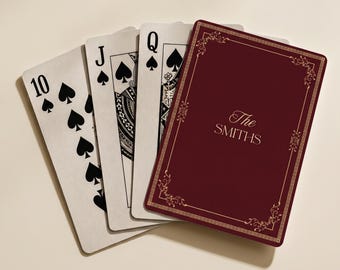 Juego de cartas personalizado para noche de juegos familiares, baraja de póker personalizada, estuche de presentación para bodas, cartulina premium, diseño de lujo.