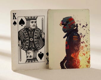 Juego de cartas de póker de Max Verstappen / Juego de cartas de póker de Red Bull / Noche de juegos de cartas de póker / Carta de póker de F1 / Carta de póker estética / Cartas de póker vintage