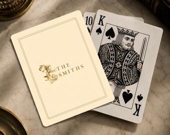 Juego de cartas personalizado para una noche familiar, regalo familiar, juego de póker personalizado, estuche de exhibición para recuerdo de boda, cartulina premium, diseño de lujo