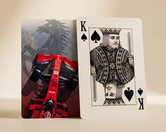 Carta de póker con temática de F1 / Carta de póker Ferrari de regalo / Baraja de póker F1 / Noche de juegos de cartas en familia / Juego de póker personalizado de regalo