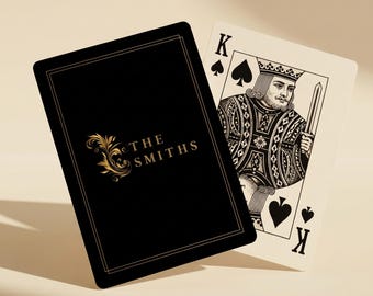Juego de cartas personalizado para una noche familiar, regalo familiar, juego de póker personalizado, estuche de exhibición para recuerdo de boda, cartulina premium, diseño de lujo