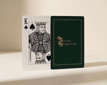 Naipes con nombre personalizado, baraja de cartas con apellido personalizado, regalo de boda para pareja, cartas de póker, juego de apellidos para la noche