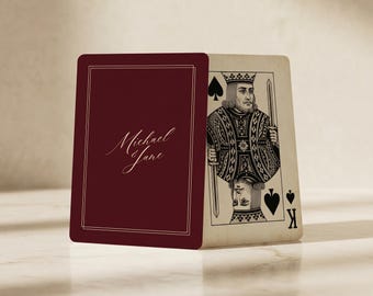 Juego de cartas personalizado para noche de juegos familiares, baraja de póker personalizada, libro de firmas para bodas, estuche de exhibición, cartulina premium, diseño de lujo.