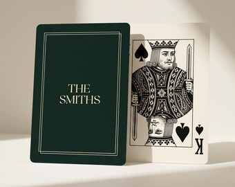Juego de cartas personalizado para noche de juegos familiares, baraja de póker personalizada, libro de firmas para bodas, estuche de exhibición, cartulina premium, diseño de lujo.