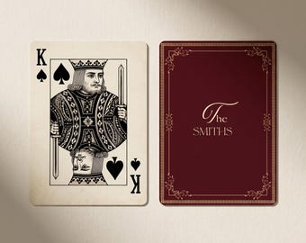 Baraja de cartas personalizada con nombre familiar personalizado, noche de juegos de cartas personalizada, regalo familiar, baraja de póker personalizada para bodas
