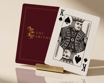 Juego de cartas personalizado para noche de juegos familiares, regalo personalizado para baraja de póker, estuche de presentación para bodas, cartulina premium, diseño de lujo.