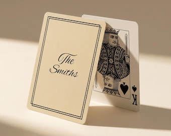 Juego de cartas personalizado color crema para noche de juegos, regalo familiar, baraja de póker personalizada, estuche de exhibición para recuerdos de boda, cartulina premium, regalo familiar