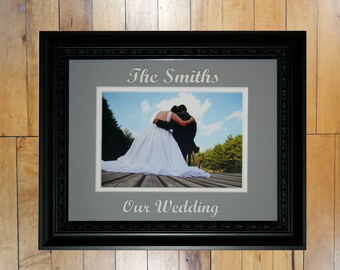 Custom Personalized Wedding Photo Mat and Frame