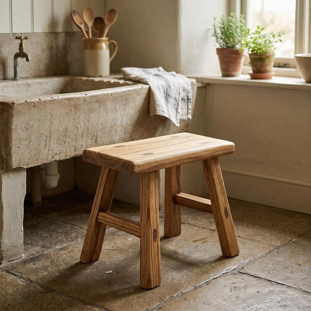 12 Inch Deep Stool Handmade Solid Wood Step Stool 12 Inch Long Natural Viking Stool Heavy ...