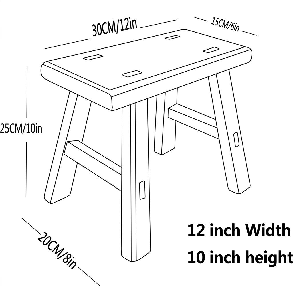 Handmade Solid Wood Step Stool 12 Inch Long Natural Viking Stool Heavy ...