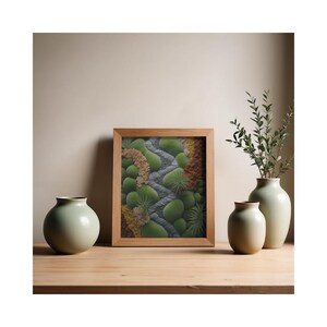 Green Moss rug Wall Art, wallpaper Moody Forest, set of 3 (Digital Download)