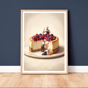 Decoración de pared con temática de tarta de queso / Lámina de cocina para pequeños chefs / Póster divertido de comida / Regalo para amantes de la repostería