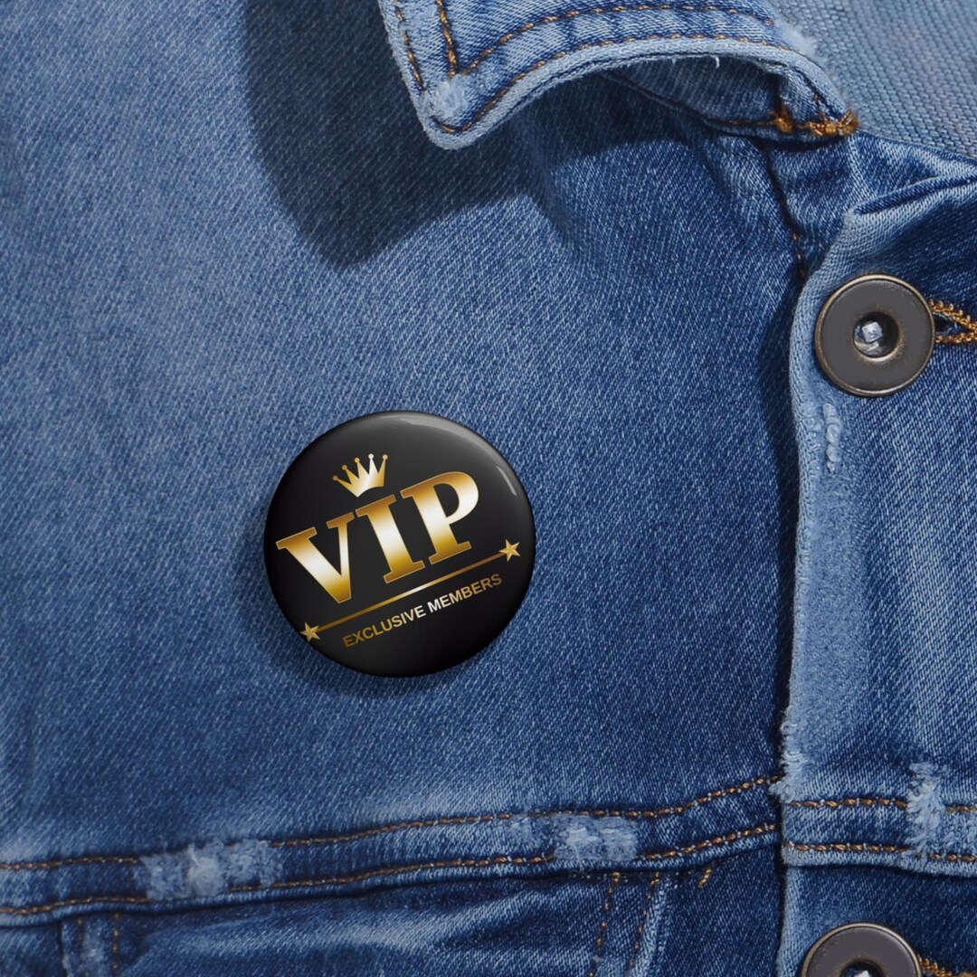 VIP Exclusive Members Pin Button | Gold Crown Circle Badge - Etsy