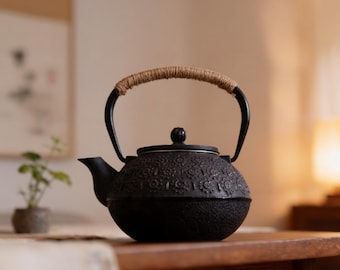 Juego de tetera de hierro fundido de 900 ml – Tetera japonesa Tetsubin esmaltada, infusor de té Kung Fu con filtro metálico, regalo para la ceremonia del té, regalo para la cocina